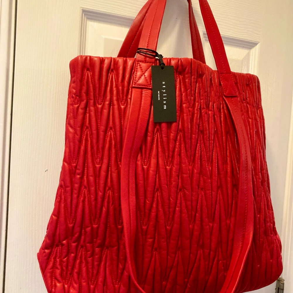 NWT~LEATHER “Stylism of Denmark” Shoulder\Tote bag, 100% genuine sheep leather